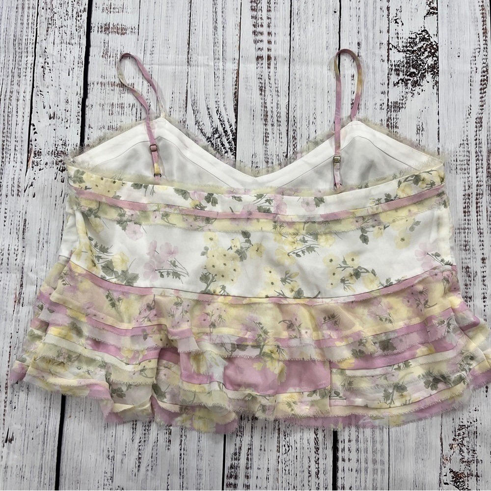 Arula Plus 1X Floral Ruffle Babydoll Tank Top Tiered Cottagecore Boho - Picture 3 of 13